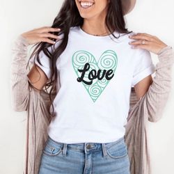 tribal heart tshirt cute boho valentines tee heart love swirly heart t-shirt womens valentines tee girlfriend gift for w