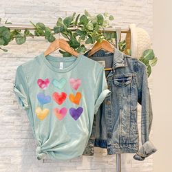 watercolor hearts shirt for women, valentines day shirt, comfort colors valentine shirt, galentines gift, valentines day