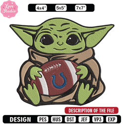 baby yoda indianapolis colts embroidery design, colts embroidery, nfl embroidery, sport embroidery, embroidery design