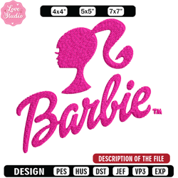 barbie logo and her embroidery, barbie logo and her embroidery, logo design, embroidery file, digital download
