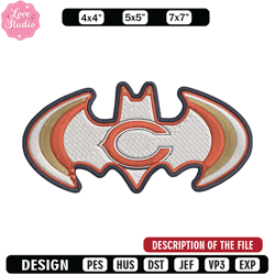 batman symbol chicago bears embroidery design, bears embroidery, nfl embroidery, sport embroidery, embroidery design
