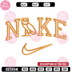 nike x owl embroidery design, owl embroidery, nike design, embroidery file, embroidery shirt, digital - love studio
