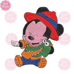 baby mickey crocodile embroidery design ,png