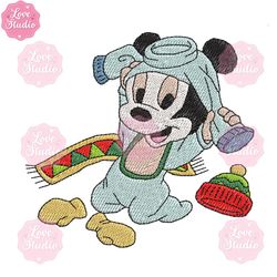 baby mickey winter embroidery design ,png