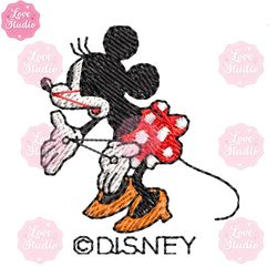 minnie mouse wears red skirt embroidery