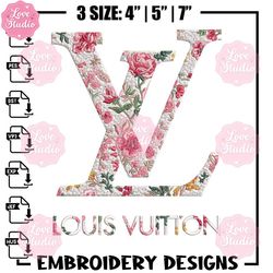 flower louis vuitton embroidery design, lv embroidery, embroidery file, brand embroidery, logo shirt, digital download.j