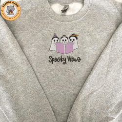 spooky vibes embroidery design, spooky season embroidery machine file, ghost pumpkin embroidery design, spooky halloween