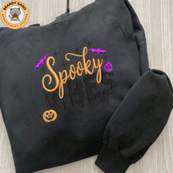 spooky vibes embroidery design, stay spooky craft embroidery file, spooky halloween embroidery design