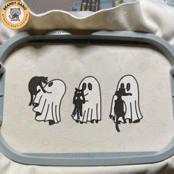 spooky vibes embroidery machine design, spooky halloween embroidery design, cute spooky with black cat embroidery design