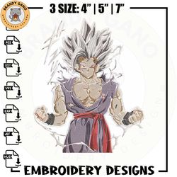 goku ultra form embroidery design, dragonball embroidery, embroidery file, anime embroidery,anime shirt,digital download