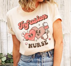 infusion nurse squad shirt, groovy valentines day peds tee, retro candy hearts dialysis tee, nicu oncology pediatric pre