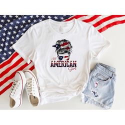 all american girl messy bun shirt, 4th of july, independence day