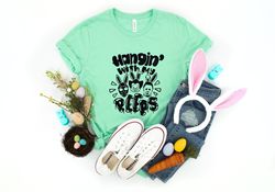 hanging with my peeps shirt, easter horror shirt, easter day gift, easter family matching shirt, easter shirt for woman,
