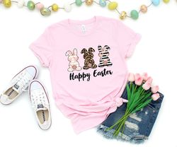 happy easter shirt, happy easter bunnies shirt, bunny shirt, easter bunny shirt, cute easter shirt, leopard bunny shirt,