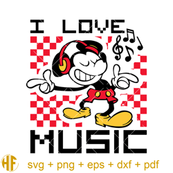 mouse headphones svg, i love music svg, checkered mouse.jpg