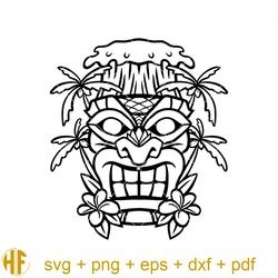 tiki face svg, tribal hawaiian svg, hawaiian svg, tiki svg