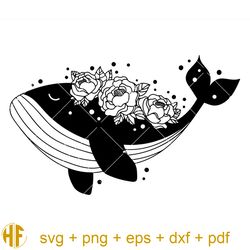 whale with floral svg, peony flowers svg, whale svg.jpg