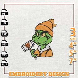 nfl chicago bears, grinch nfl embroidery design, nfl team embroidery design, grinch embroidery design, instant download