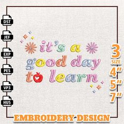 it's a good day to learn embroidery design, back to school embroidery design, school embroidered sweatshirt, retro