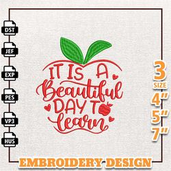 it's a good day to learn embroidery design, back to school embroidery design, school embroidered sweatshirt, school life