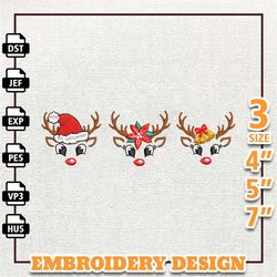 merry christmas 2023 embroidery machine design, christmas reindeer faces embroidery machine design, instant download