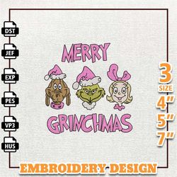 merry greenchmas embroidery machine design, christmas green monster embroidery machine design, retro pink christmas