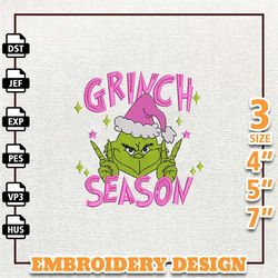 merry grinchmas embroidery machine design, christmas green monster embroidery file, pink greench embroidery file, instan