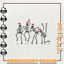 merry xmas embroidery designs, dancing skeleton embroidery designs, christmas embroidery designs, instant download