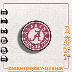 ncaa alabama crimson embroidery design, ncaa basketball embroidery design, machine embroidery design, instant download