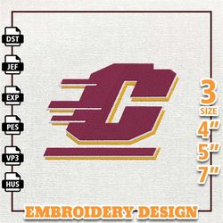 ncaa central michigan chippewas, ncaa team embroidery design, ncaa college embroidery design, logo team embroidery desig