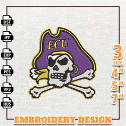 ncaa east carolina pirates, ncaa team embroidery design, ncaa college embroidery design, logo team embroidery design