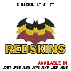 batman symbol washington redskins embroidery design, washington redskins embroidery, nfl embroidery, sport embroidery