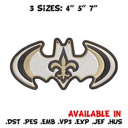 batman symbol new orleans saints embroidery design, new orleans saints embroidery, nfl embroidery, sport embroidery