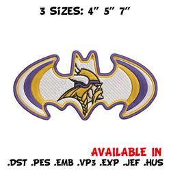 batman symbol minnesota vikings embroidery design, minnesota vikings embroidery, nfl embroidery, logo sport embroidery