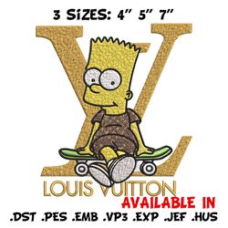 bart simpson lv embroidery design, lv embroidery, embroidery file, logo shirt, sport embroidery, digital download