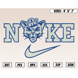 nike x byu cougars mascot embroidery designs, ncaa embroidery design file instant download