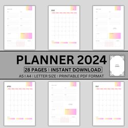 2024-2025 editable monthly planner templates printable | free updates