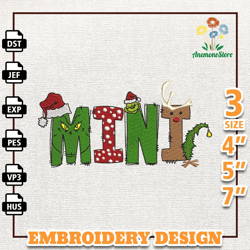 Christmas Mom Text Embroidery File, Mini Christmas Embroidery Machine Design, Instant Download