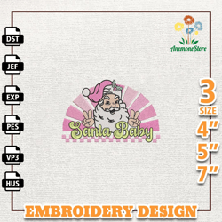 Cute Santa Baby Embroidery Machine Design, Holly Jolly Embroidery Design, Instant Download