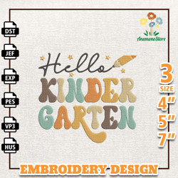Hello Kindergarten School Embroidery Designs, Back To School Embroidery Designs, School Embroidery Design,Kindergarten