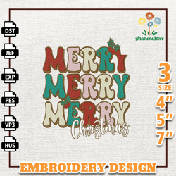 Merry Christmas Embroidery Machine Design, Christmas 2023 Embroidery Designs, Winter Season Quotes Embroidery File, Inst