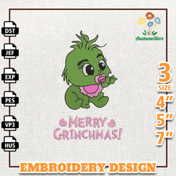 Merry Greenchmas Embroidery Design, Christmas Green Monster Embroidery Design, Instant Download