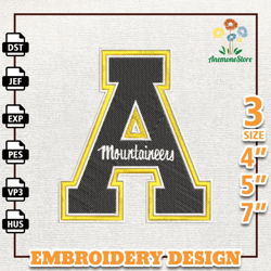 NCAA Appalachian State Mountaineers, NCAA Team Embroidery Design, NCAA College Embroidery Design, Logo Team Embroidery