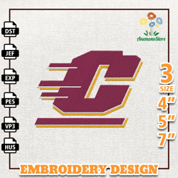 NCAA Central Michigan Chippewas, NCAA Team Embroidery Design, NCAA College Embroidery Design, Logo Team Embroidery Desig