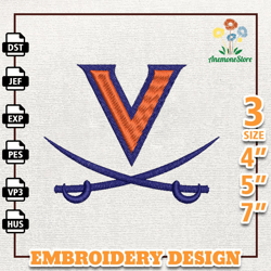 NCAA Virginia Cavaliers, NCAA Team Embroidery Design, NCAA College Embroidery Design, Logo Team Embroidery Design, Insta