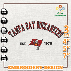 NFL Tampa Bay Buccaneer, NFL Logo Embroidery Design, NFL Team Embroidery Design, NFL Embroidery Design, Instant Download