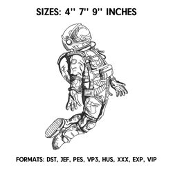 Astronaut Embroidery Design File Pes, Art Embroidery design, Art Design BT44