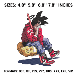 Goku Embroidery Design File, Dragon Ball Anime Embroidery Design T273