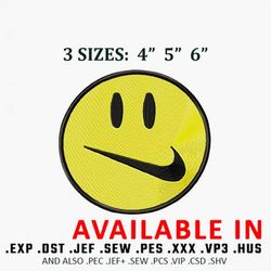 emoji smile x nike embroidery design, brand design, embroidered shirt, brand shirt, brand embroidery, digital download