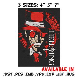 alucard poster embroidery design, hellsing embroidery, embroidery file, anime embroidery, anime shirt, digital download